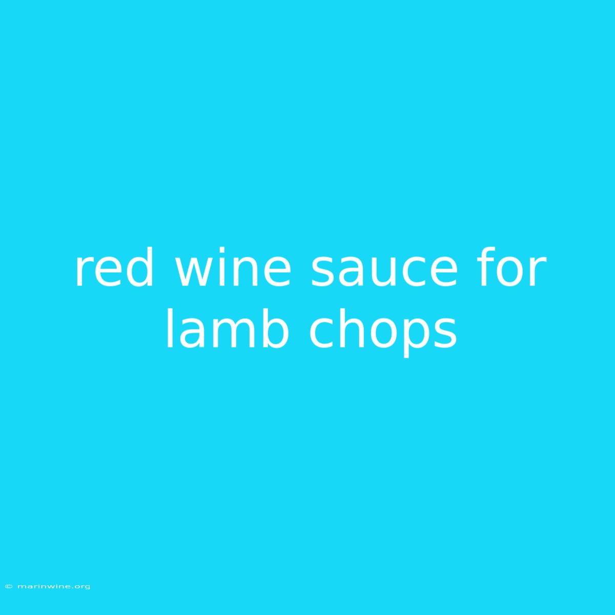 Red Wine Sauce For Lamb Chops