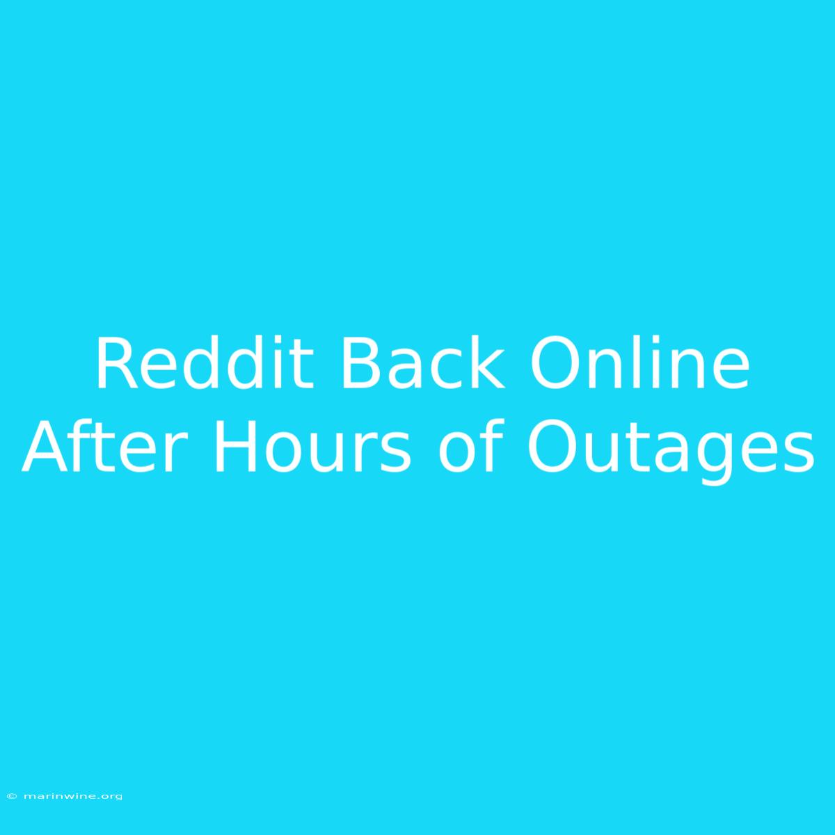 Reddit Back Online After Hours Of Outages