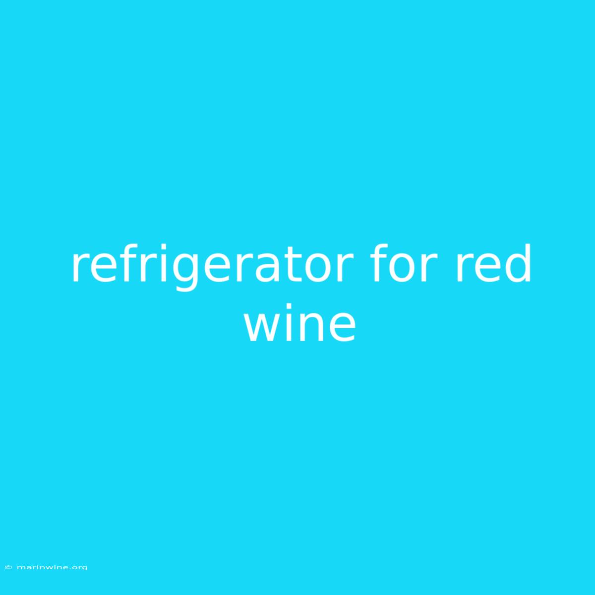 Refrigerator For Red Wine