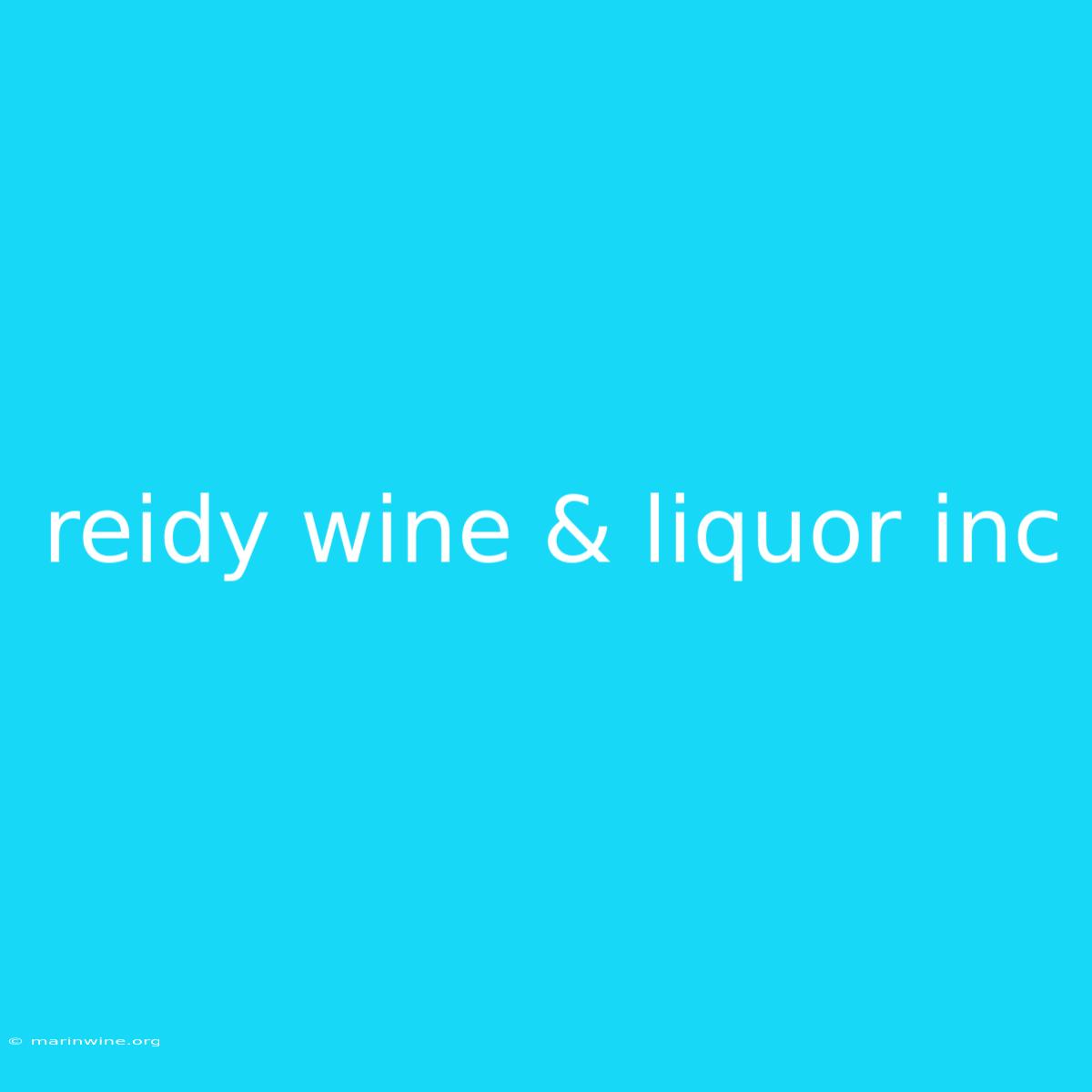 Reidy Wine & Liquor Inc