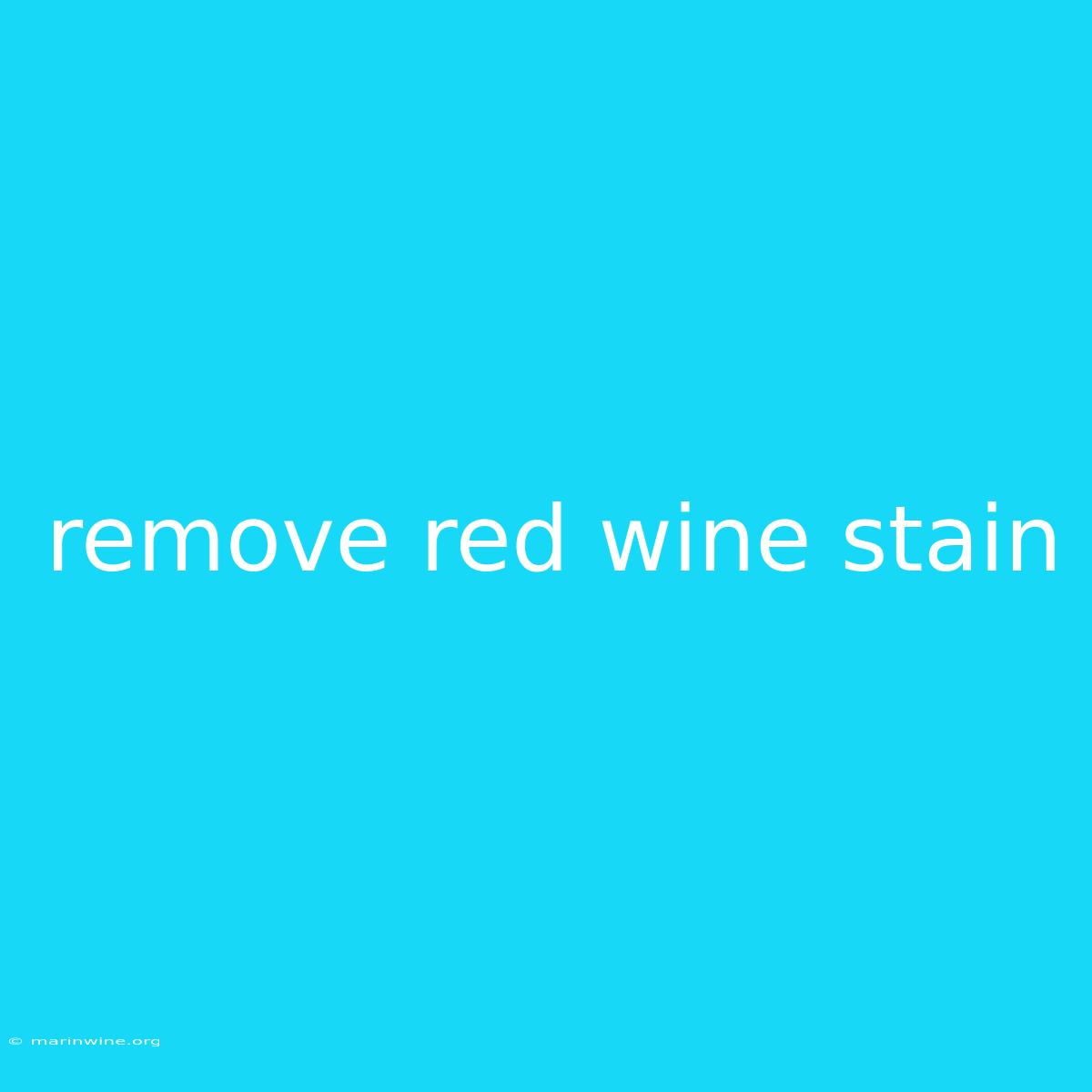 Remove Red Wine Stain