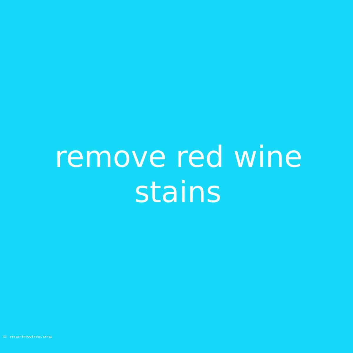 Remove Red Wine Stains