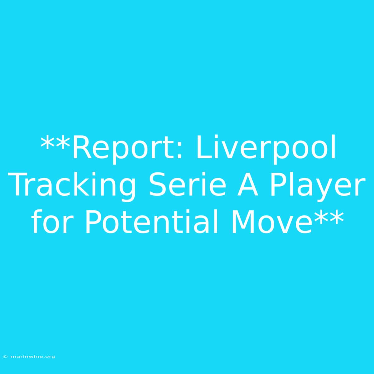 **Report: Liverpool Tracking Serie A Player For Potential Move**