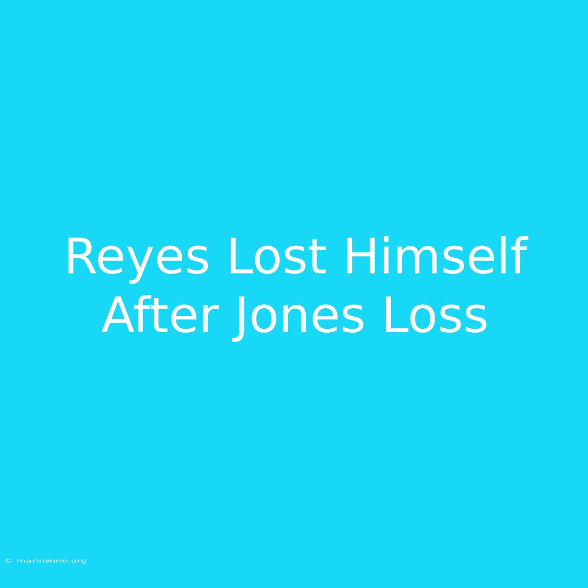 Reyes Lost Himself After Jones Loss