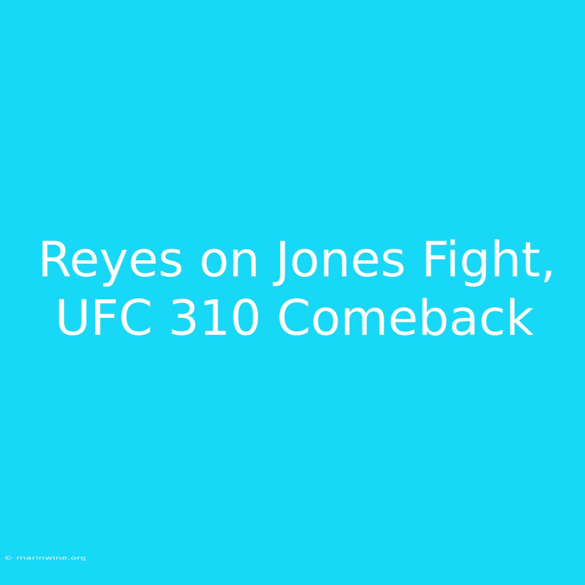 Reyes On Jones Fight, UFC 310 Comeback