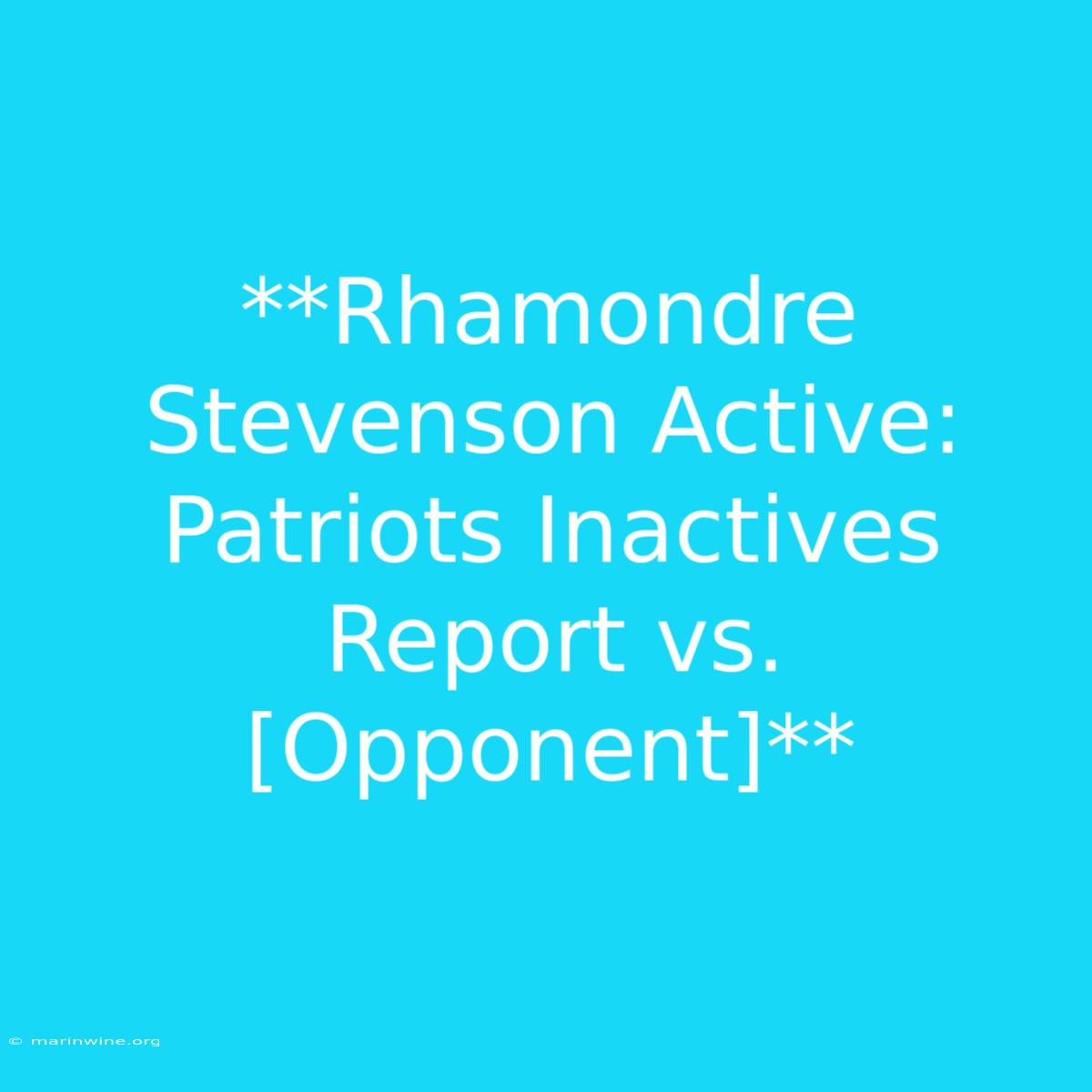 **Rhamondre Stevenson Active: Patriots Inactives Report Vs. [Opponent]**