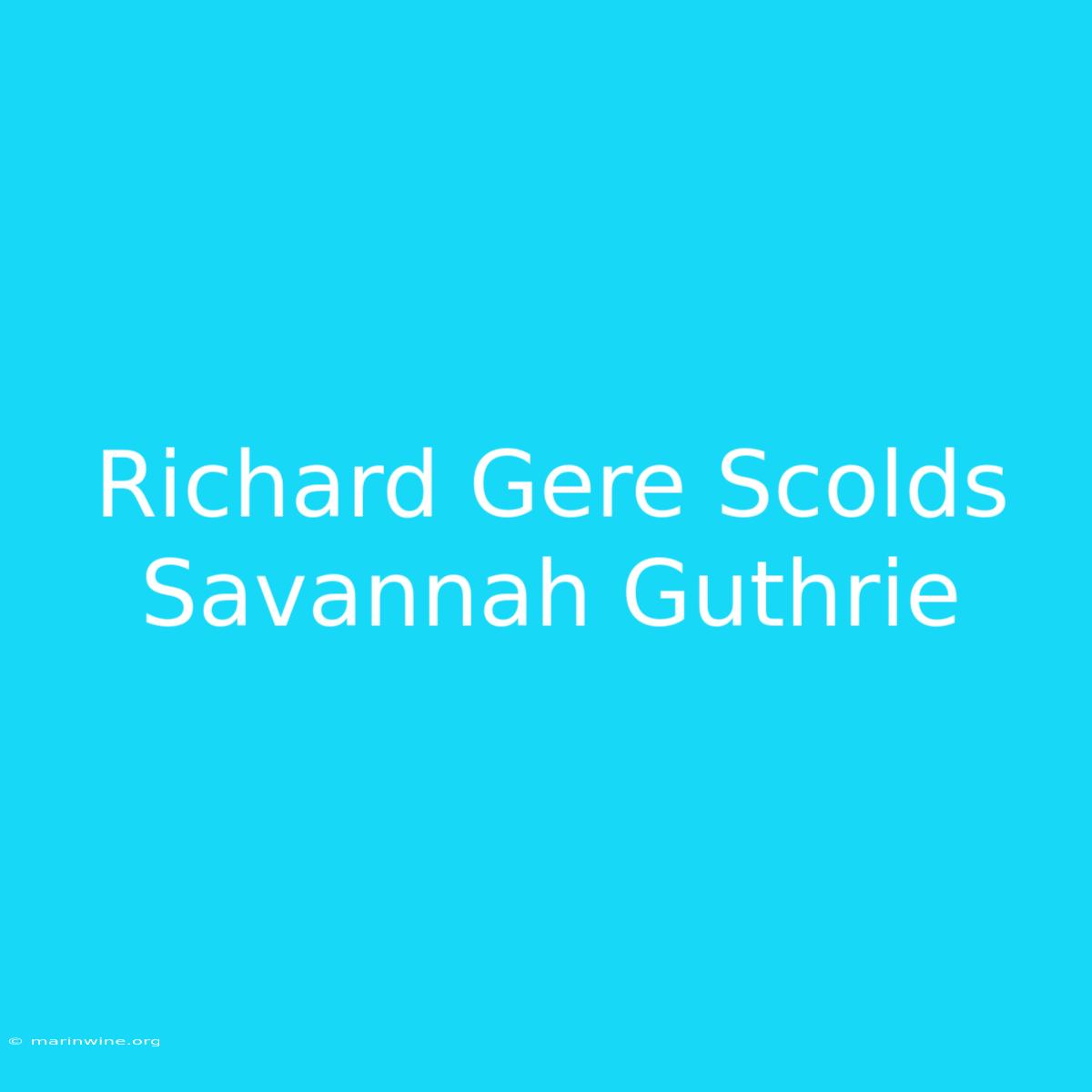 Richard Gere Scolds Savannah Guthrie