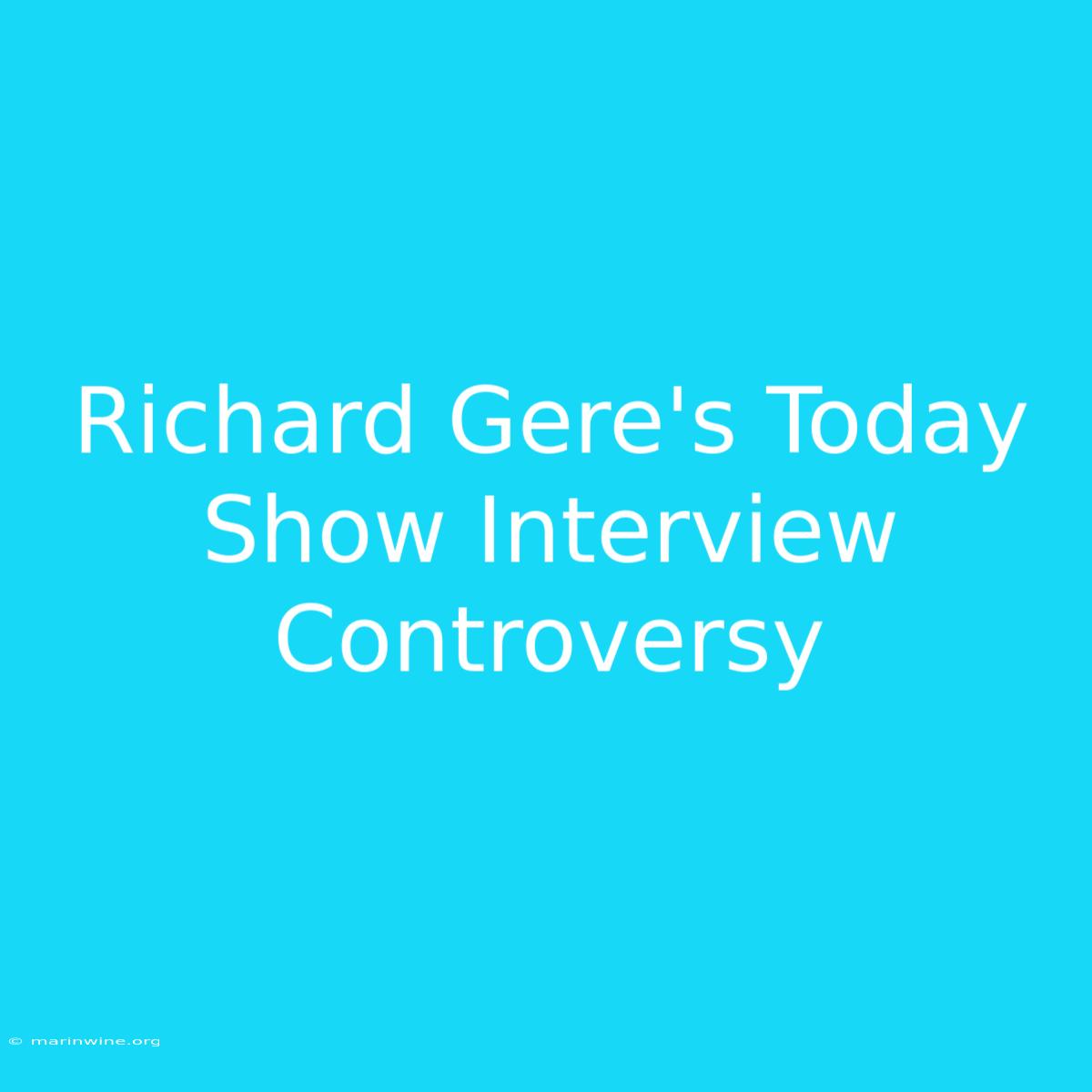 Richard Gere's Today Show Interview Controversy