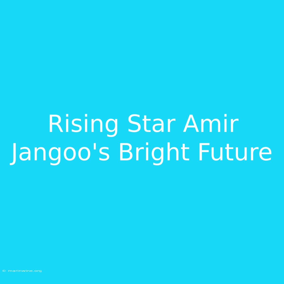 Rising Star Amir Jangoo's Bright Future