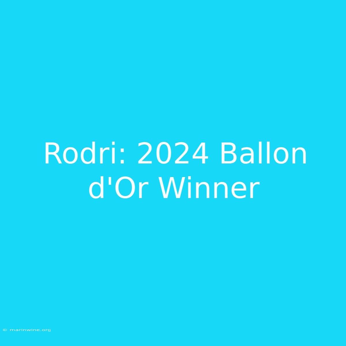 Rodri: 2024 Ballon D'Or Winner 