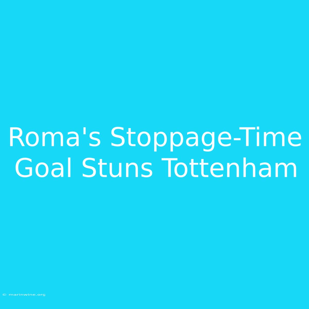 Roma's Stoppage-Time Goal Stuns Tottenham