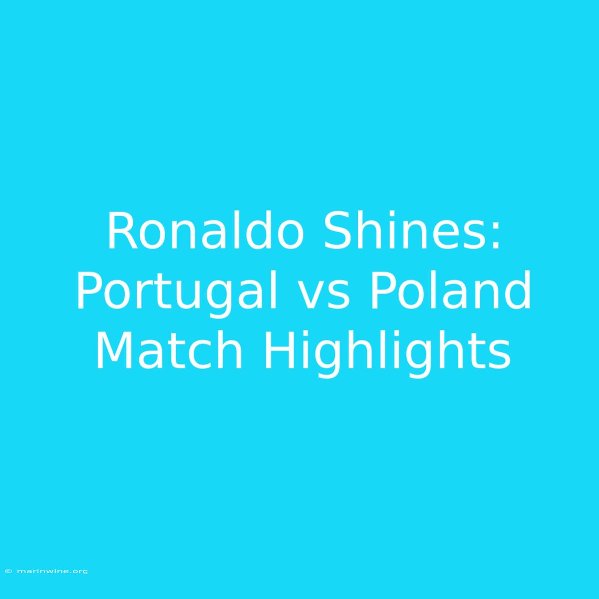 Ronaldo Shines: Portugal Vs Poland Match Highlights