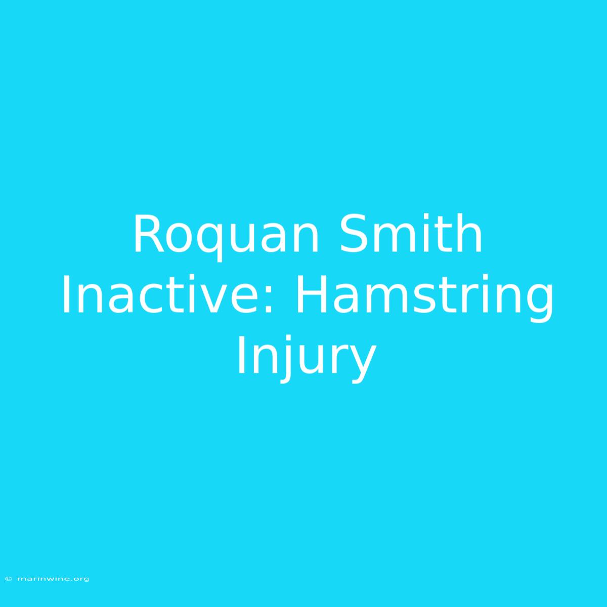 Roquan Smith Inactive: Hamstring Injury