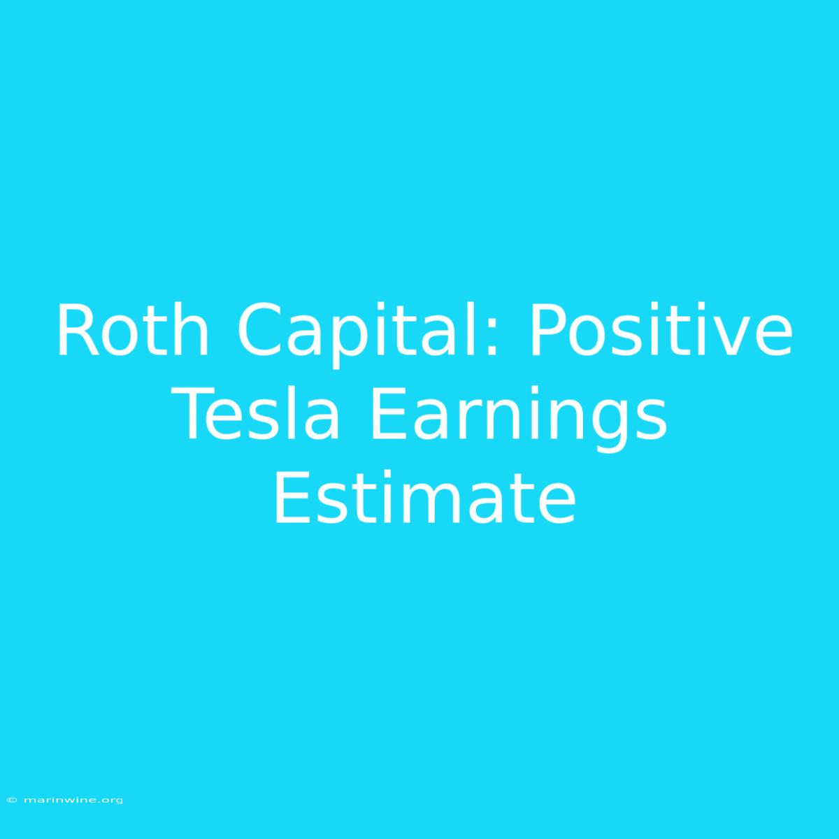 Roth Capital: Positive Tesla Earnings Estimate