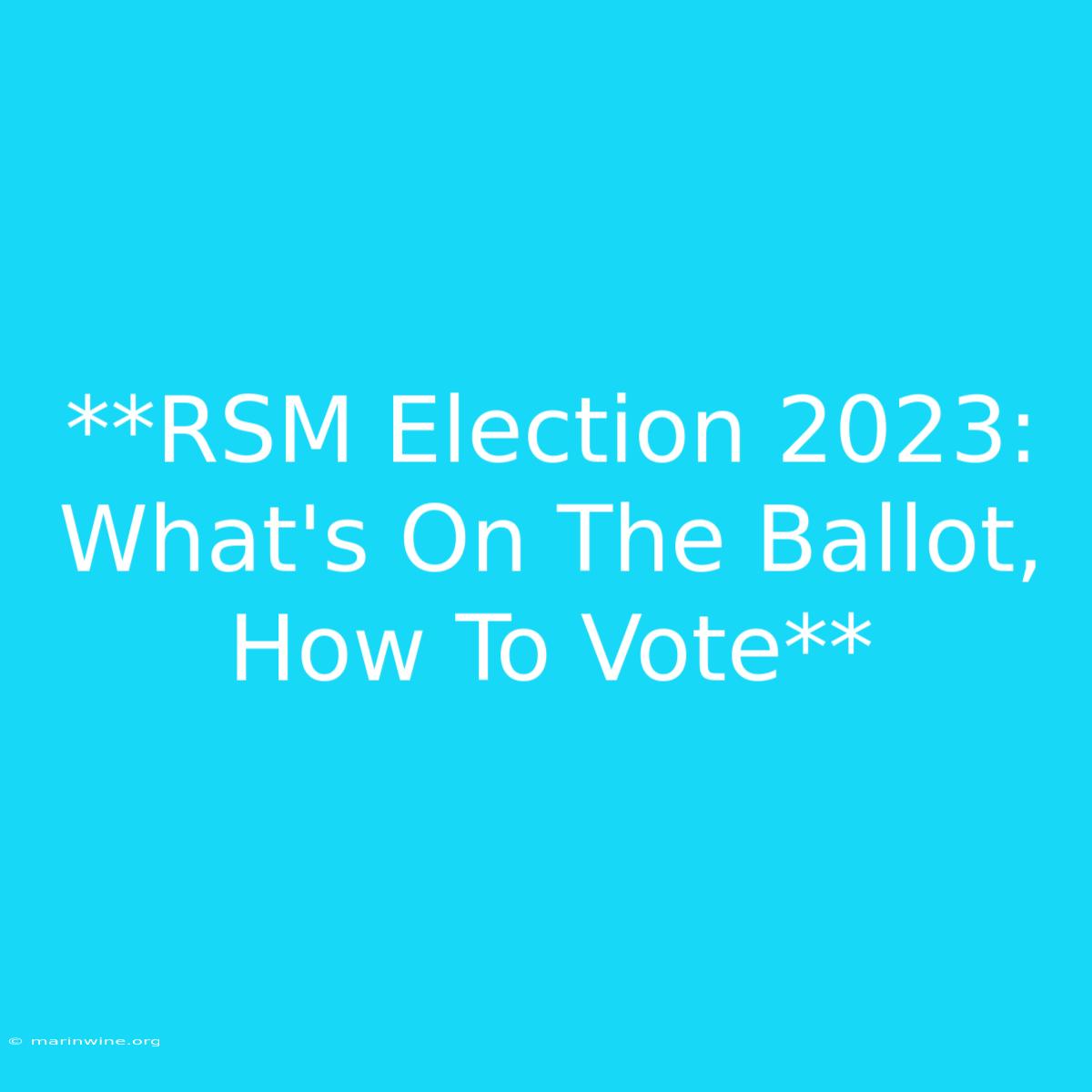 **RSM Election 2023: What's On The Ballot, How To Vote** 