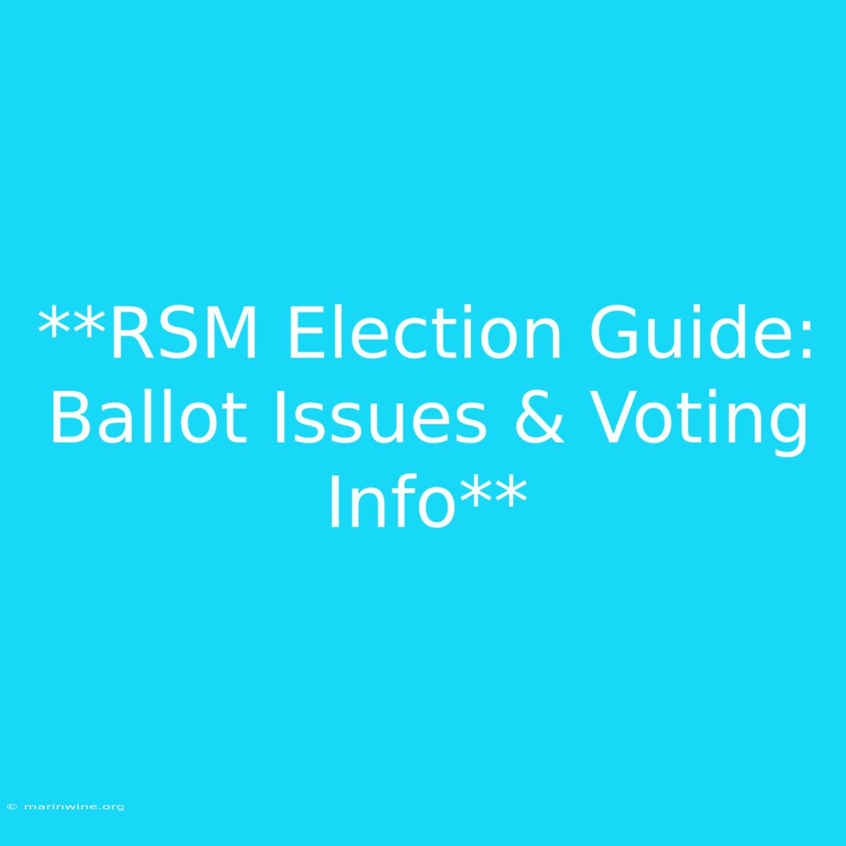 **RSM Election Guide: Ballot Issues & Voting Info** 