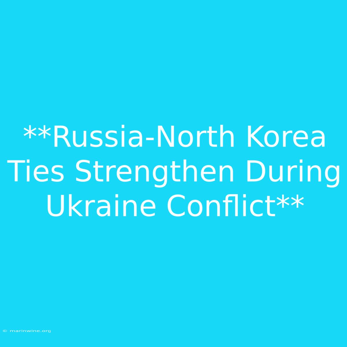 **Russia-North Korea Ties Strengthen During Ukraine Conflict** 