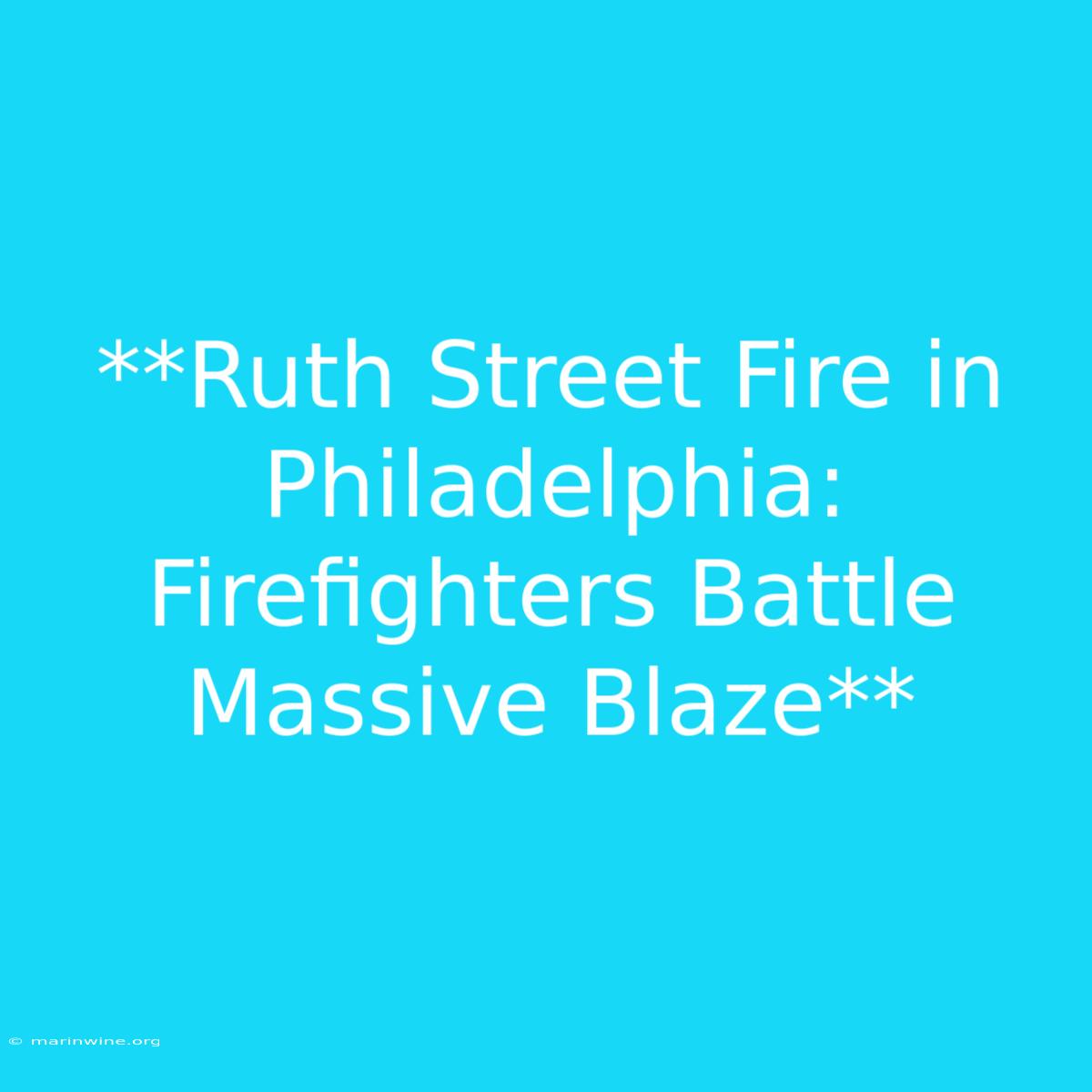 **Ruth Street Fire In Philadelphia: Firefighters Battle Massive Blaze** 