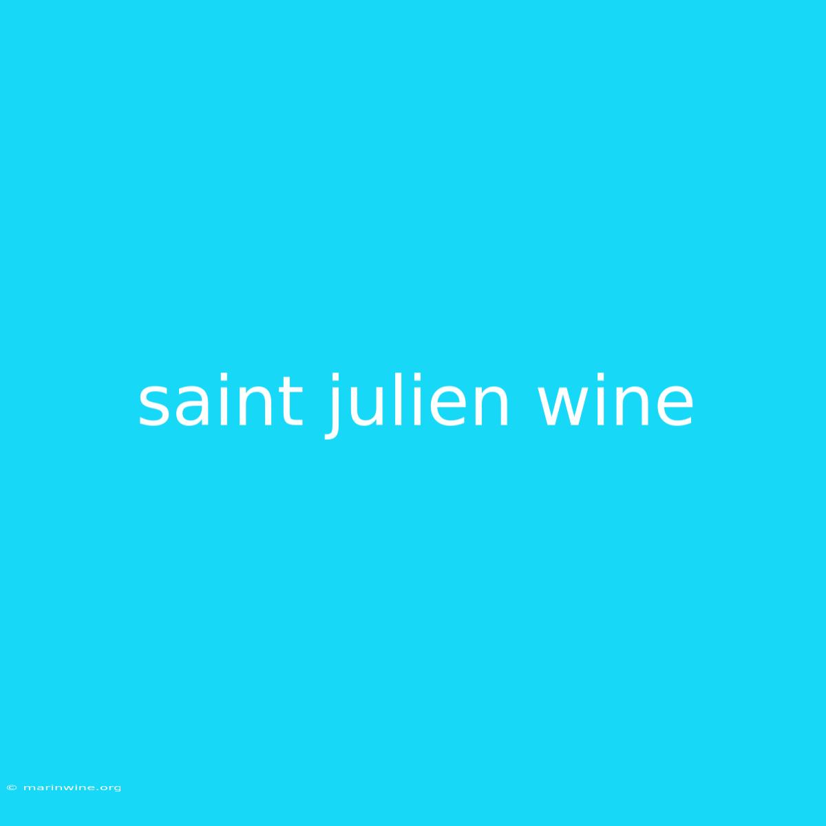 Saint Julien Wine