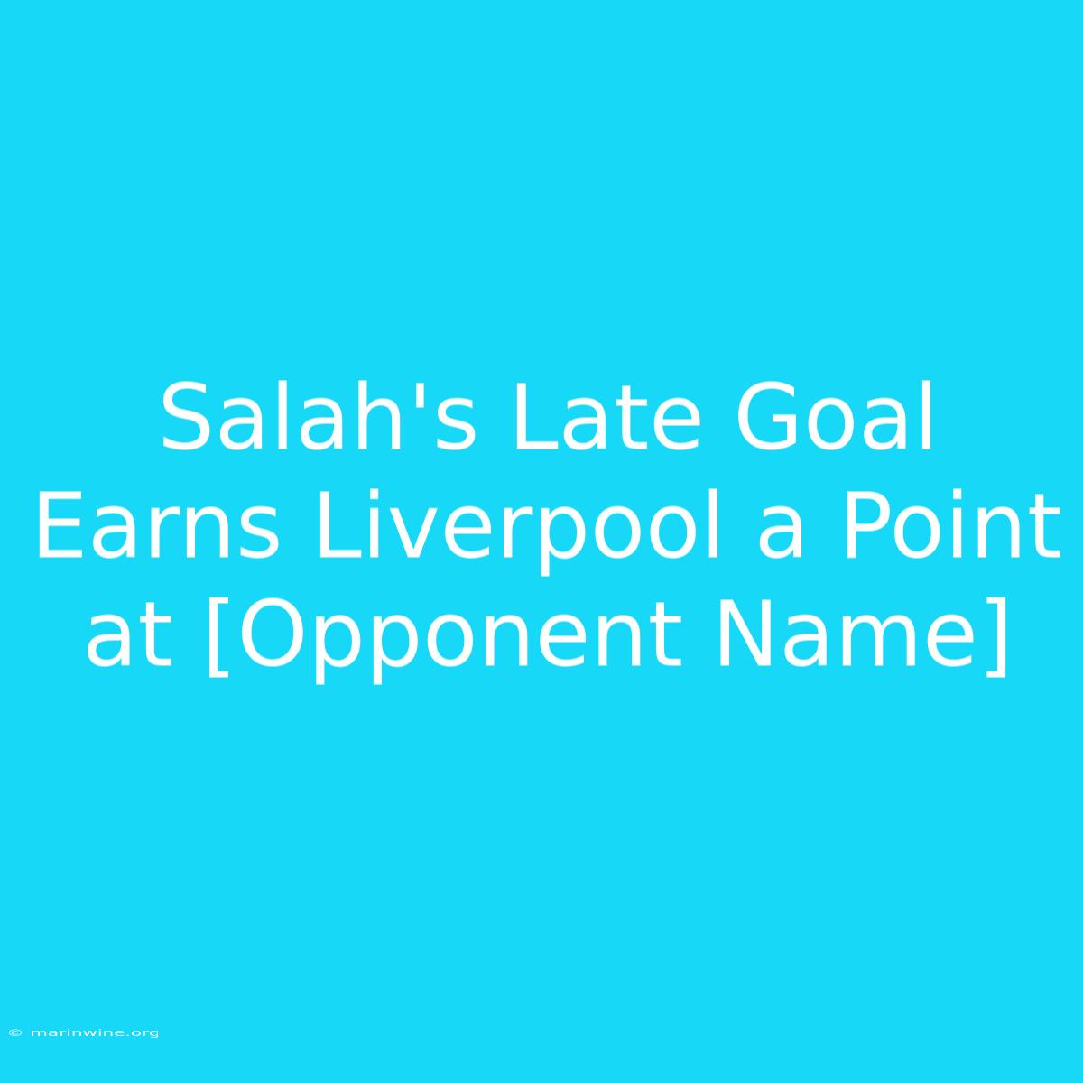 Salah's Late Goal Earns Liverpool A Point At [Opponent Name]