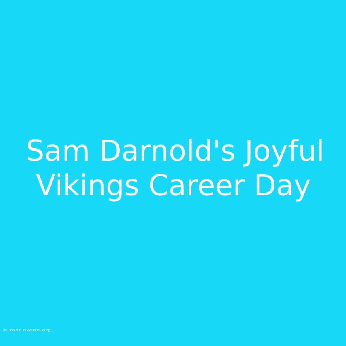 Sam Darnold's Joyful Vikings Career Day