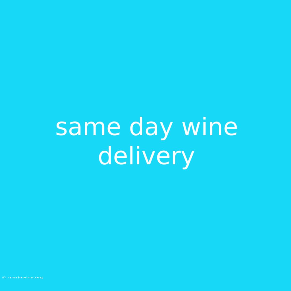 Same Day Wine Delivery