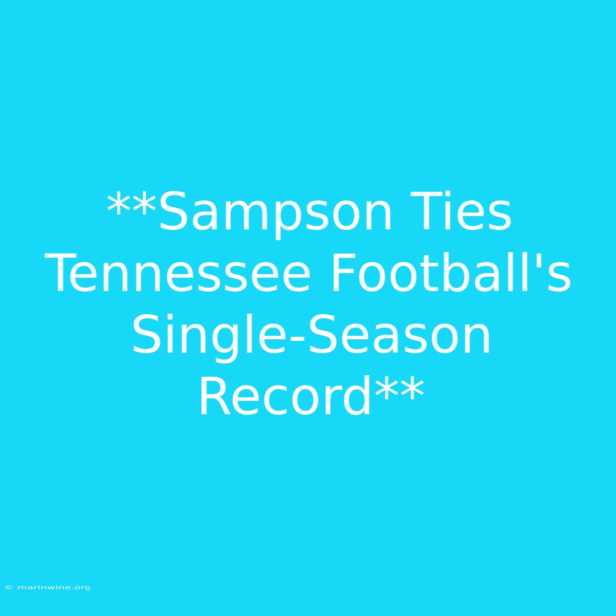 **Sampson Ties Tennessee Football's Single-Season Record**