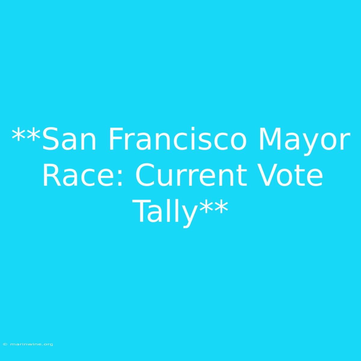 **San Francisco Mayor Race: Current Vote Tally**