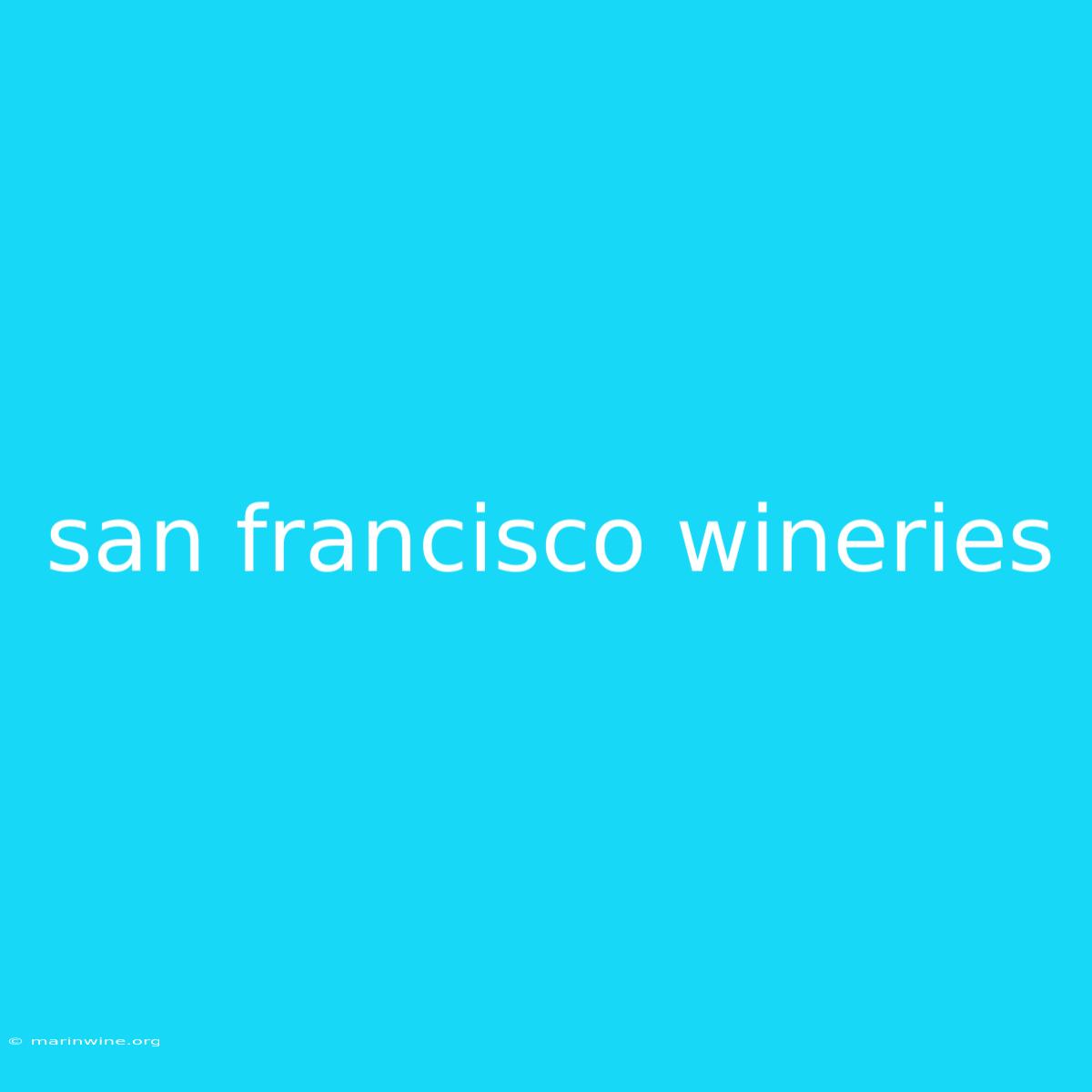 San Francisco Wineries