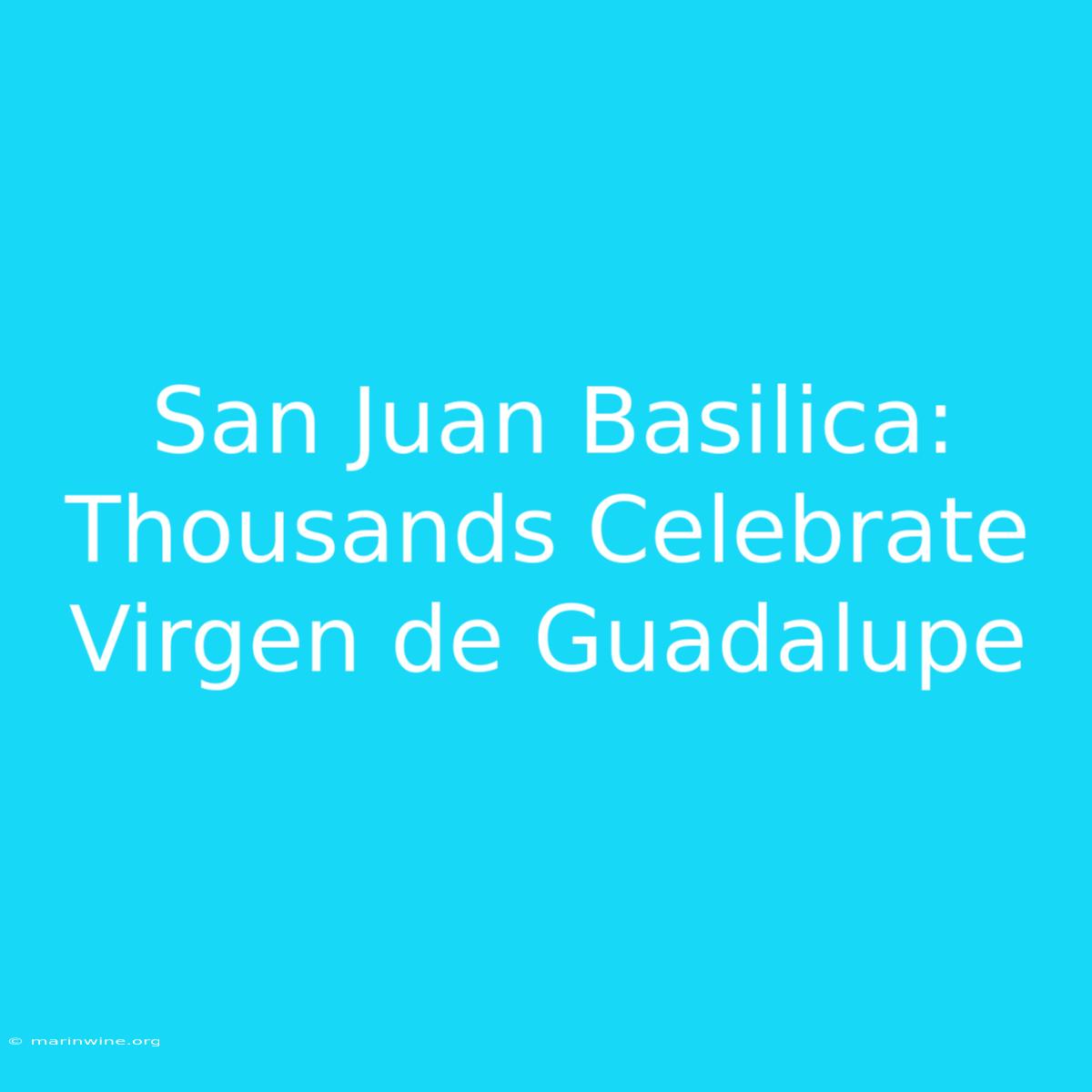 San Juan Basilica: Thousands Celebrate Virgen De Guadalupe