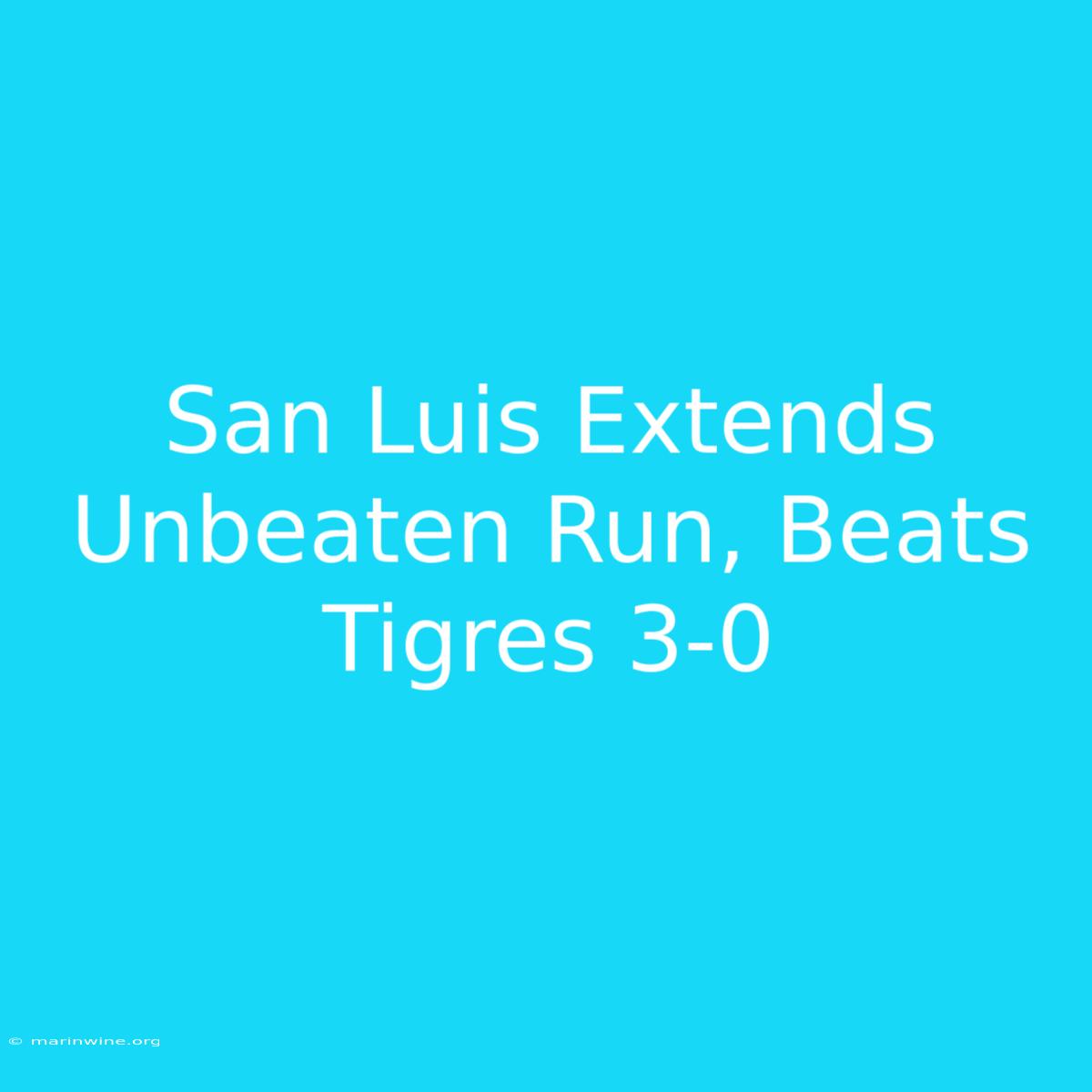 San Luis Extends Unbeaten Run, Beats Tigres 3-0