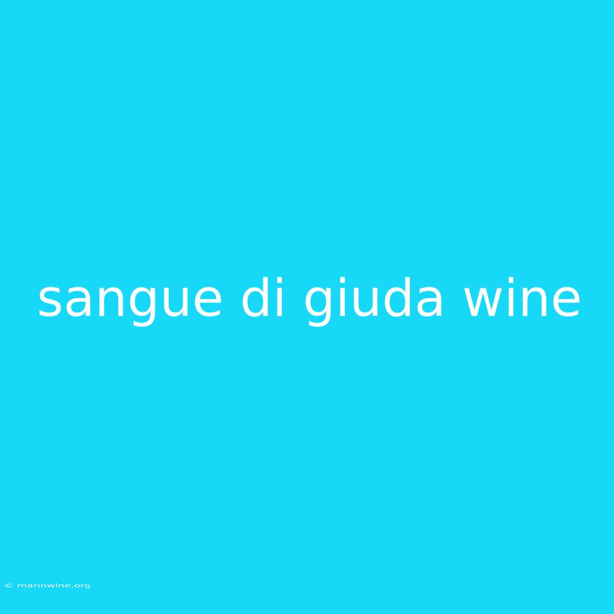 Sangue Di Giuda Wine