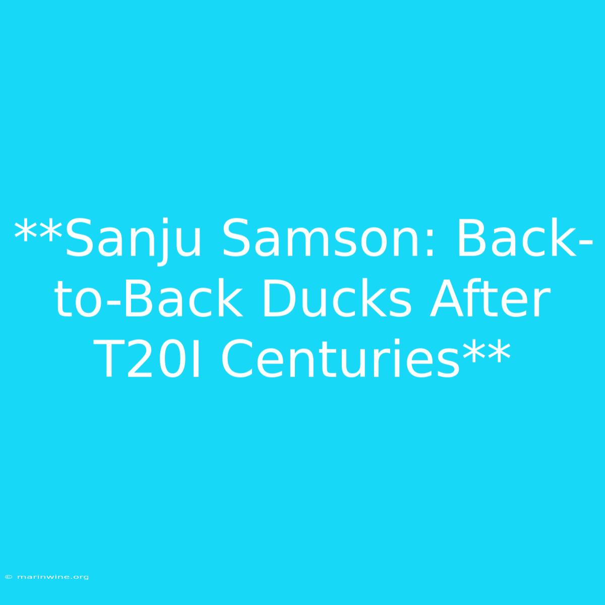 **Sanju Samson: Back-to-Back Ducks After T20I Centuries** 