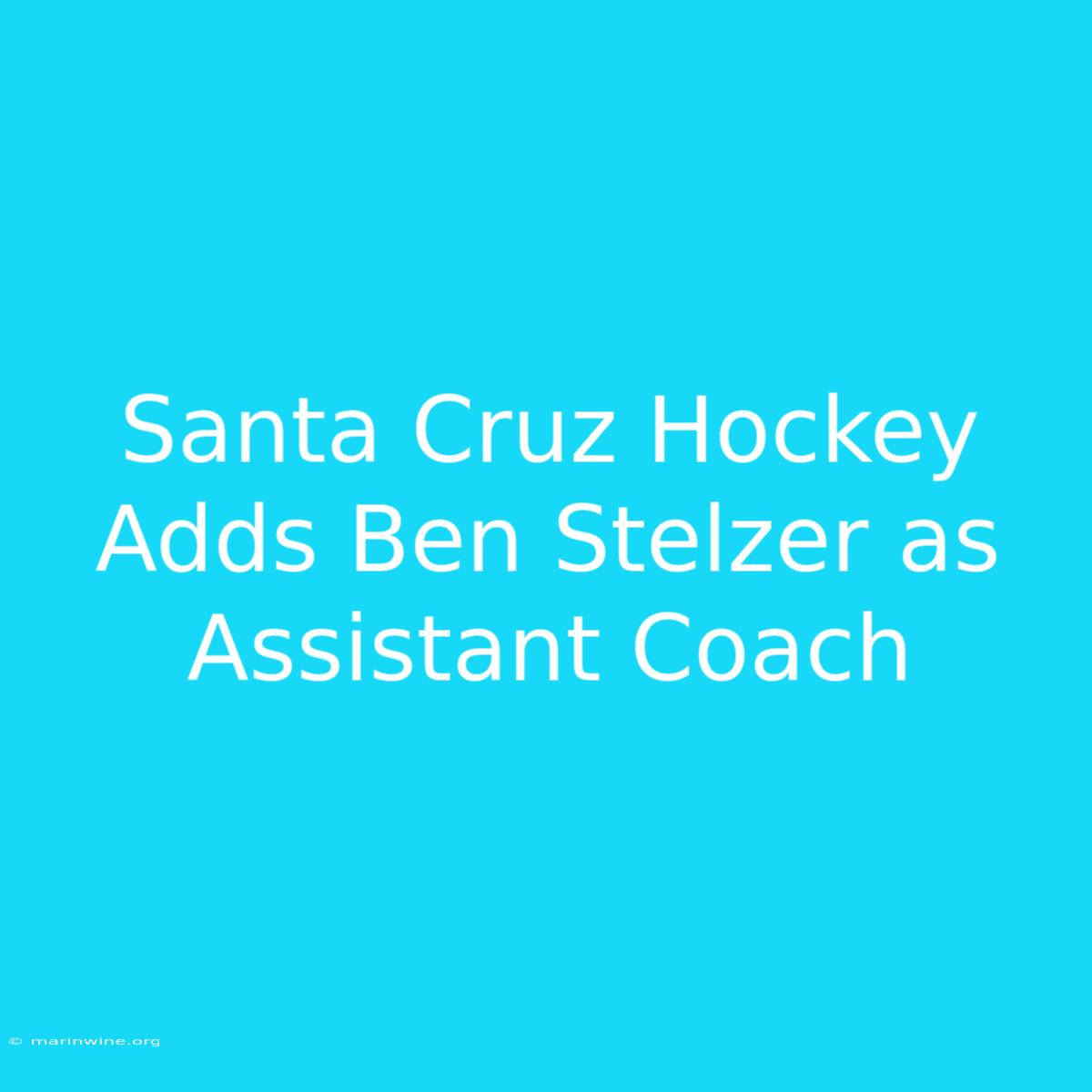 Santa Cruz Hockey Adds Ben Stelzer As Assistant Coach 