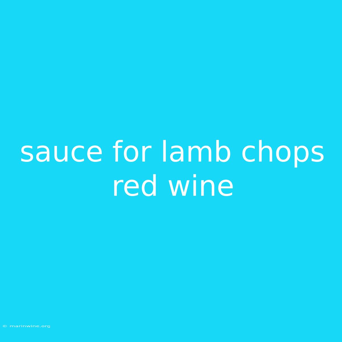 Sauce For Lamb Chops Red Wine