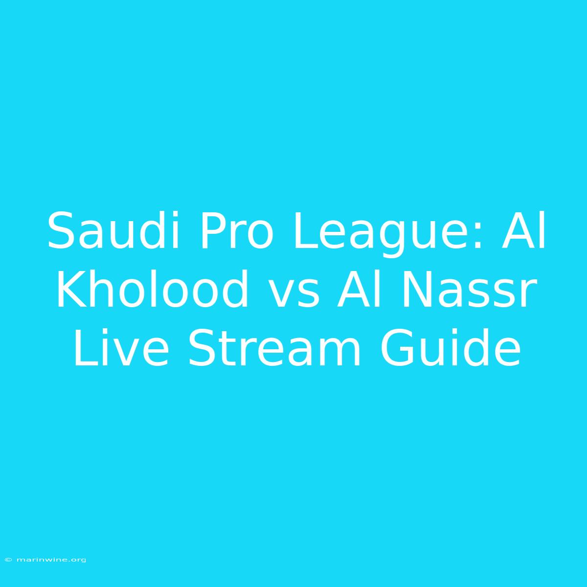 Saudi Pro League: Al Kholood Vs Al Nassr Live Stream Guide