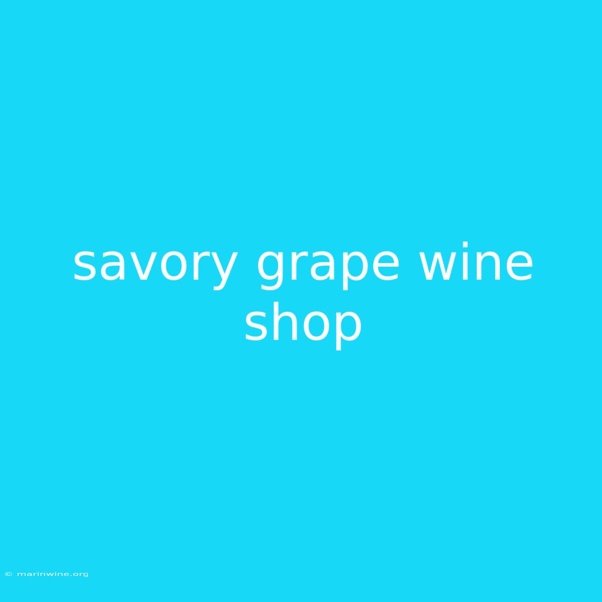 Savory Grape Wine Shop