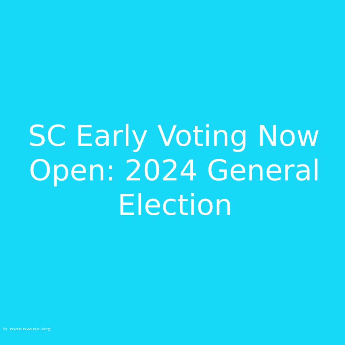 SC Early Voting Now Open: 2024 General Election 