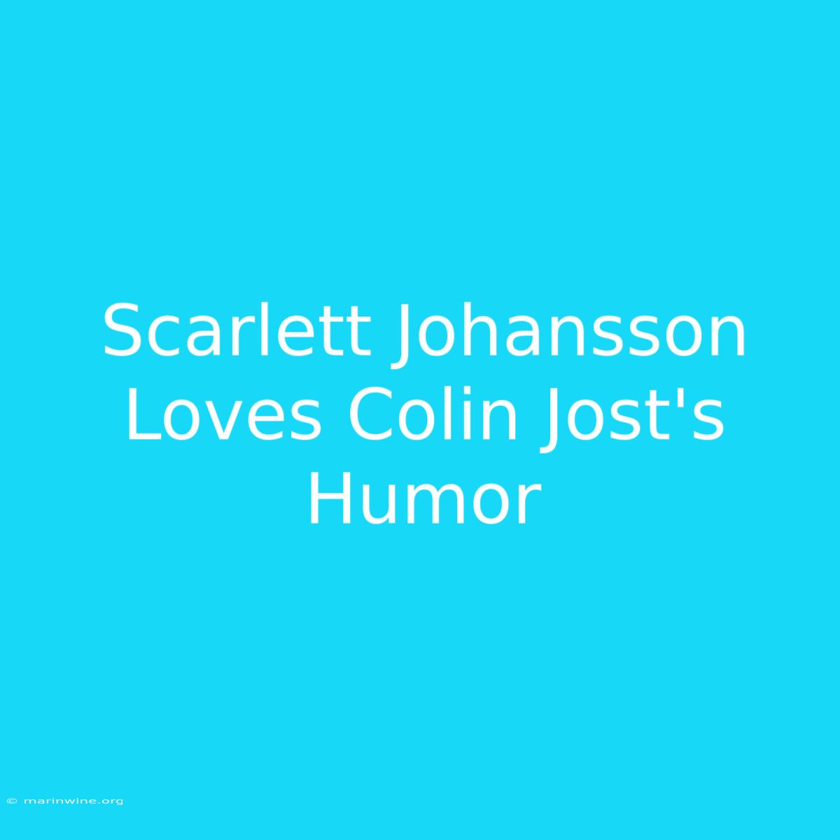 Scarlett Johansson Loves Colin Jost's Humor