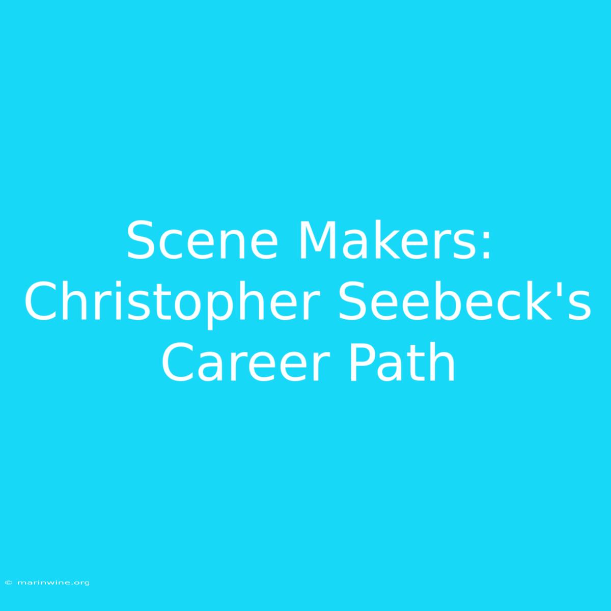 Scene Makers: Christopher Seebeck's Career Path 