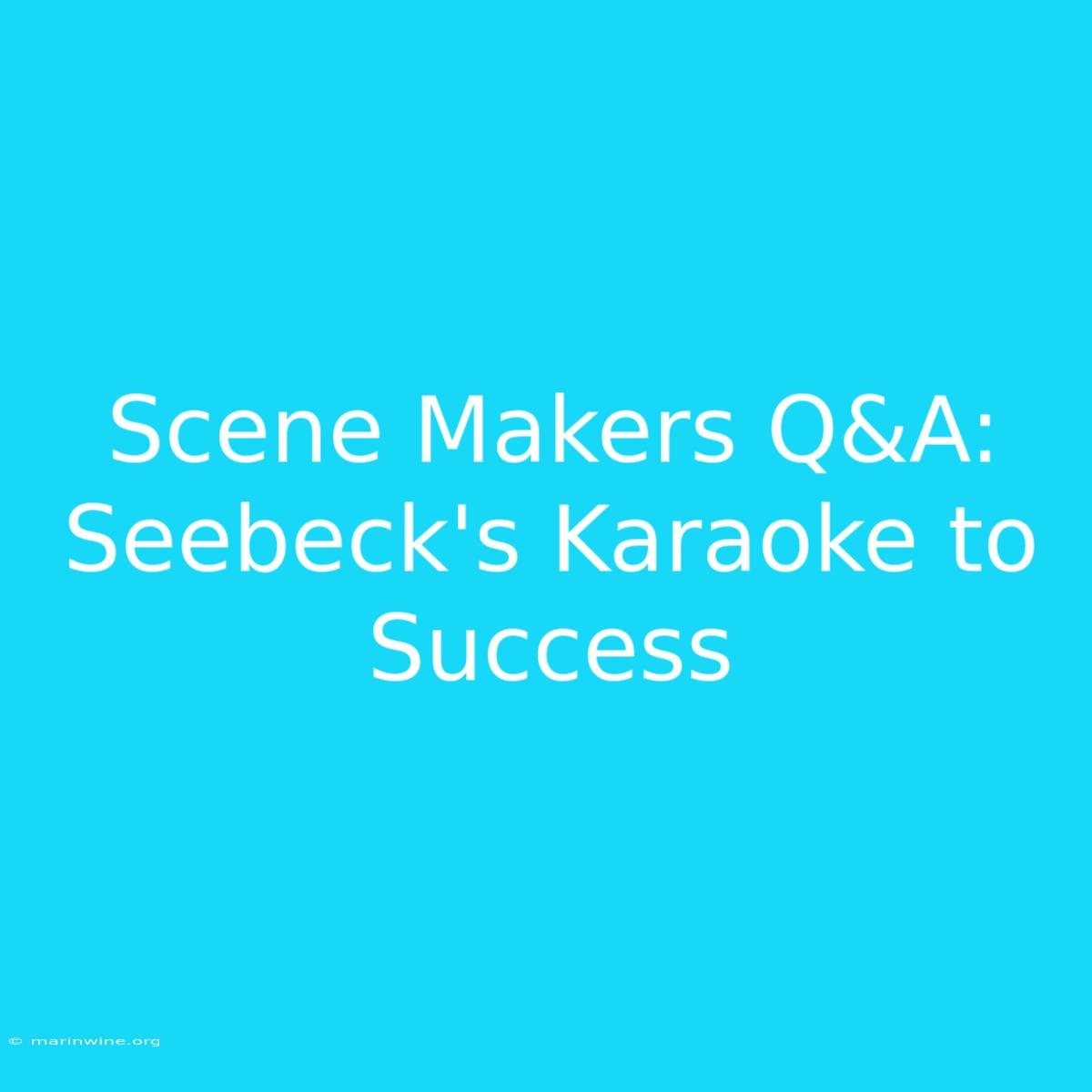 Scene Makers Q&A: Seebeck's Karaoke To Success