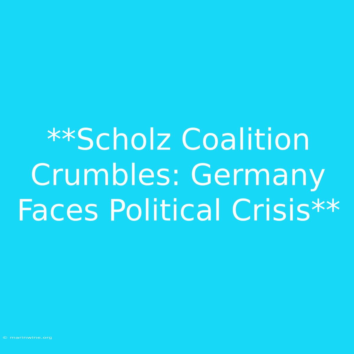 **Scholz Coalition Crumbles: Germany Faces Political Crisis** 