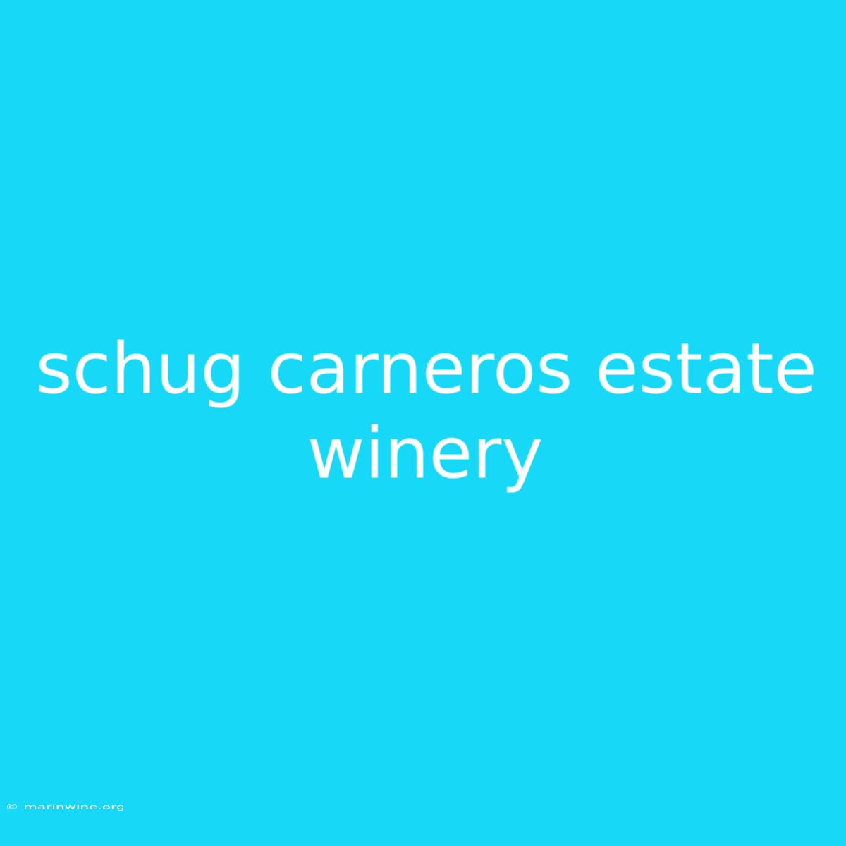 Schug Carneros Estate Winery