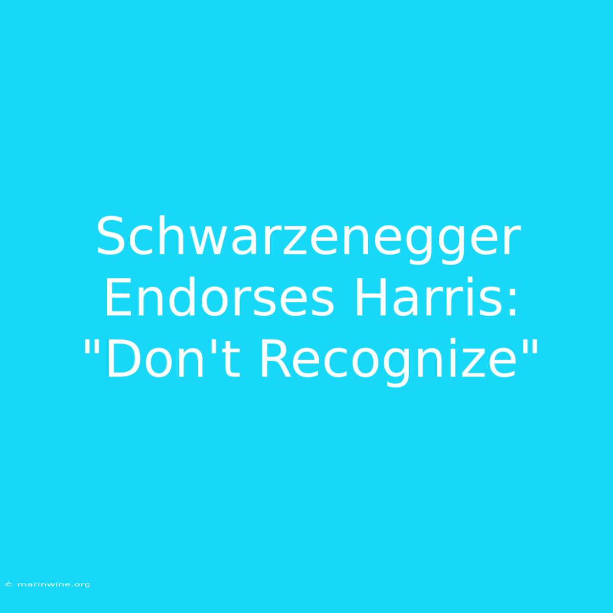 Schwarzenegger Endorses Harris: 