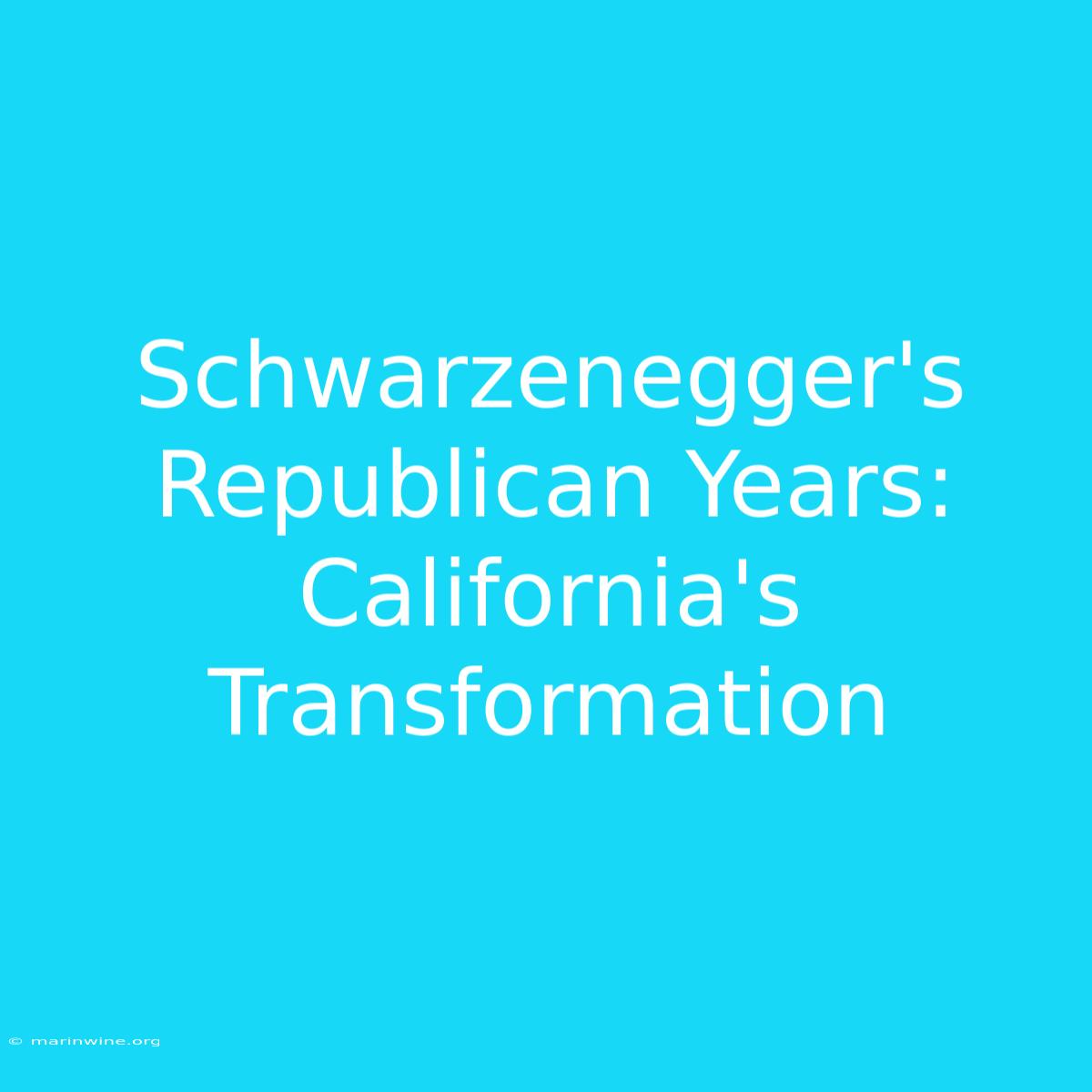 Schwarzenegger's Republican Years: California's Transformation