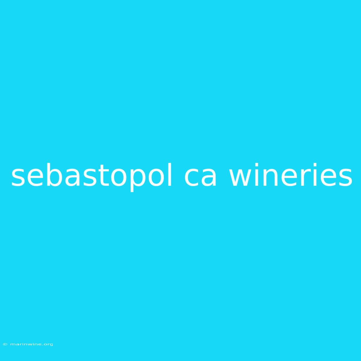 Sebastopol Ca Wineries