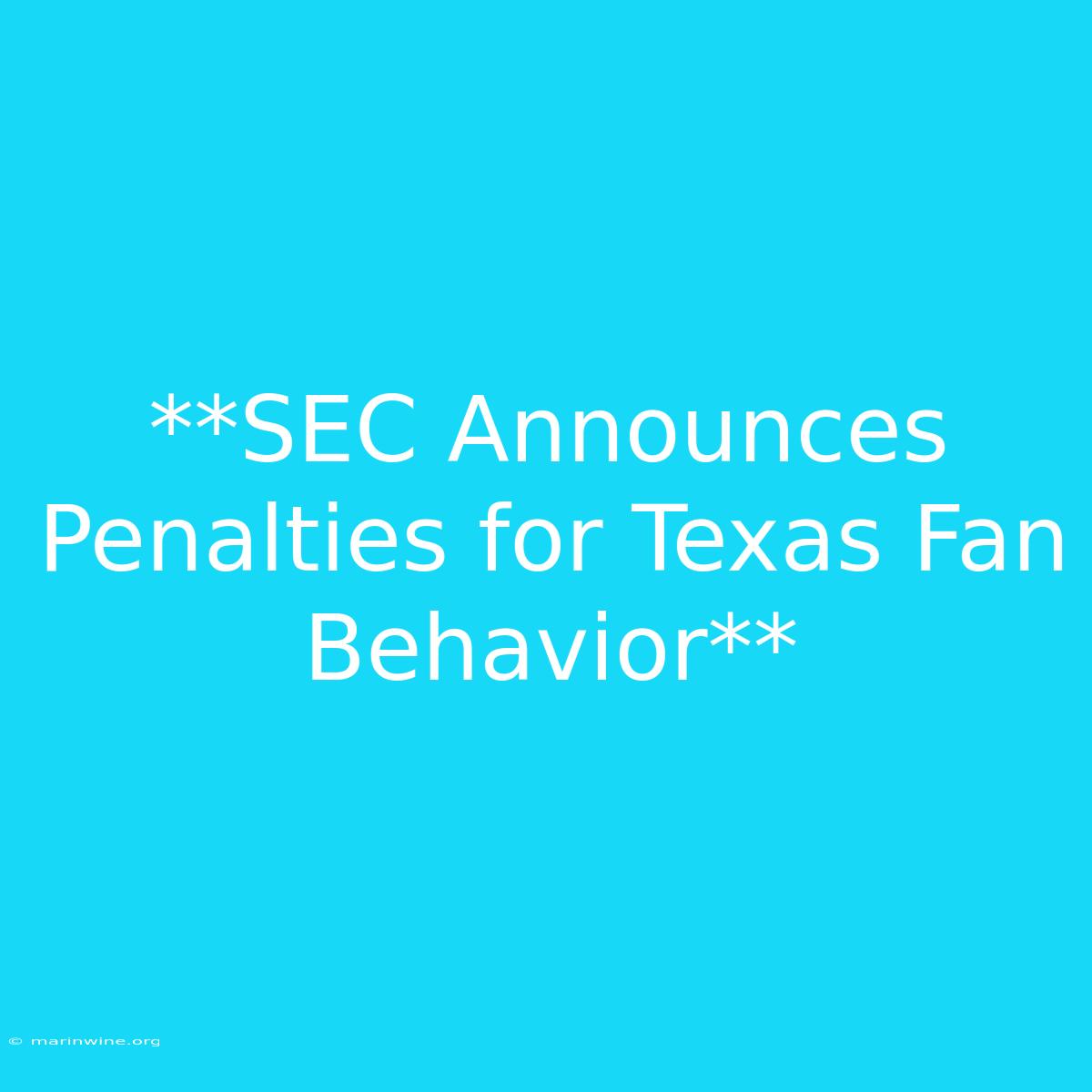 **SEC Announces Penalties For Texas Fan Behavior** 