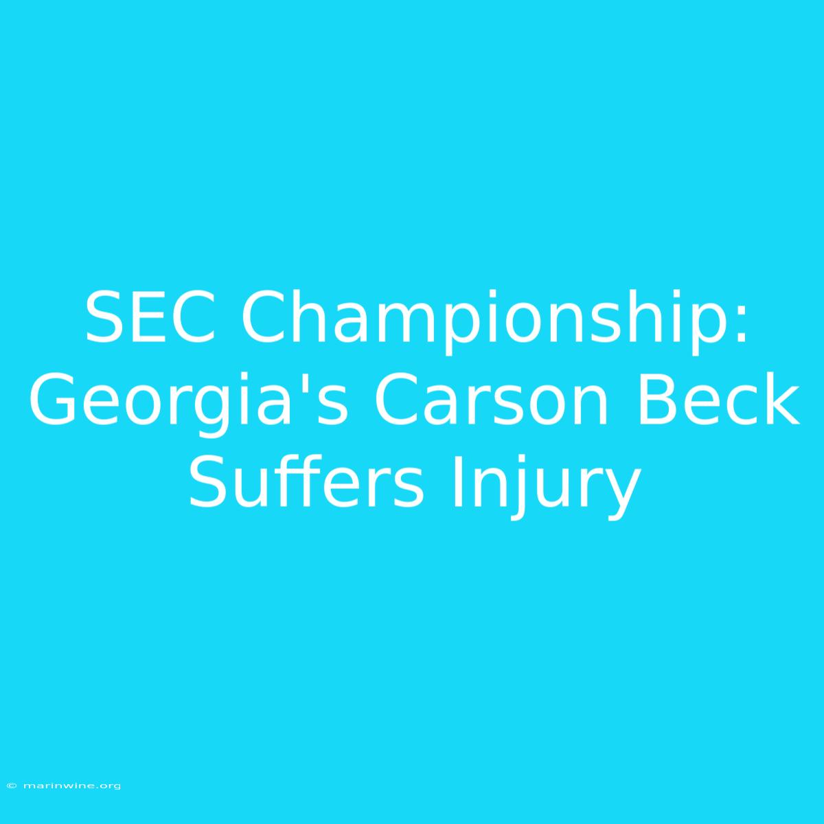 SEC Championship: Georgia's Carson Beck Suffers Injury