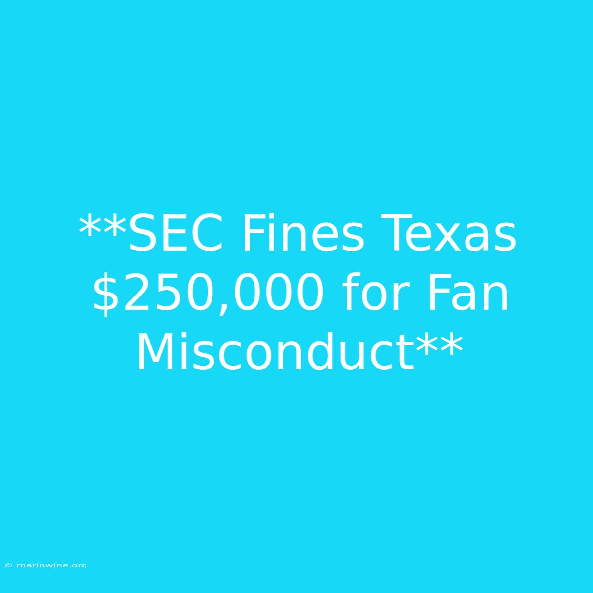 **SEC Fines Texas $250,000 For Fan Misconduct**