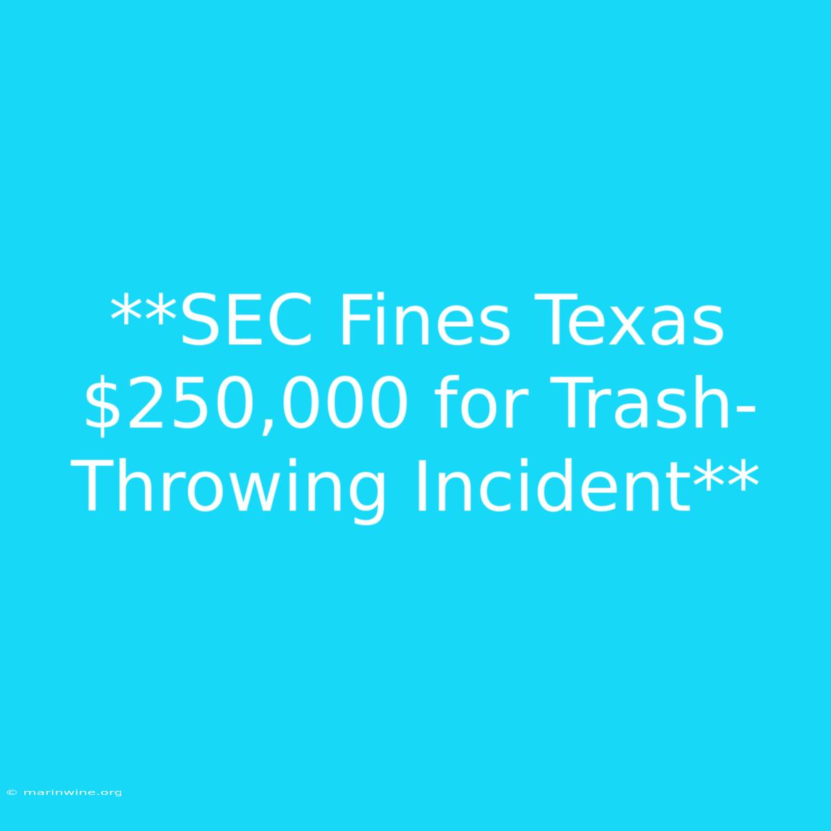 **SEC Fines Texas $250,000 For Trash-Throwing Incident**